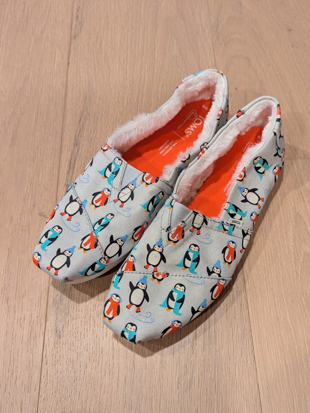 TOMS Penguin Print Slip-On Shoes - Light Gray